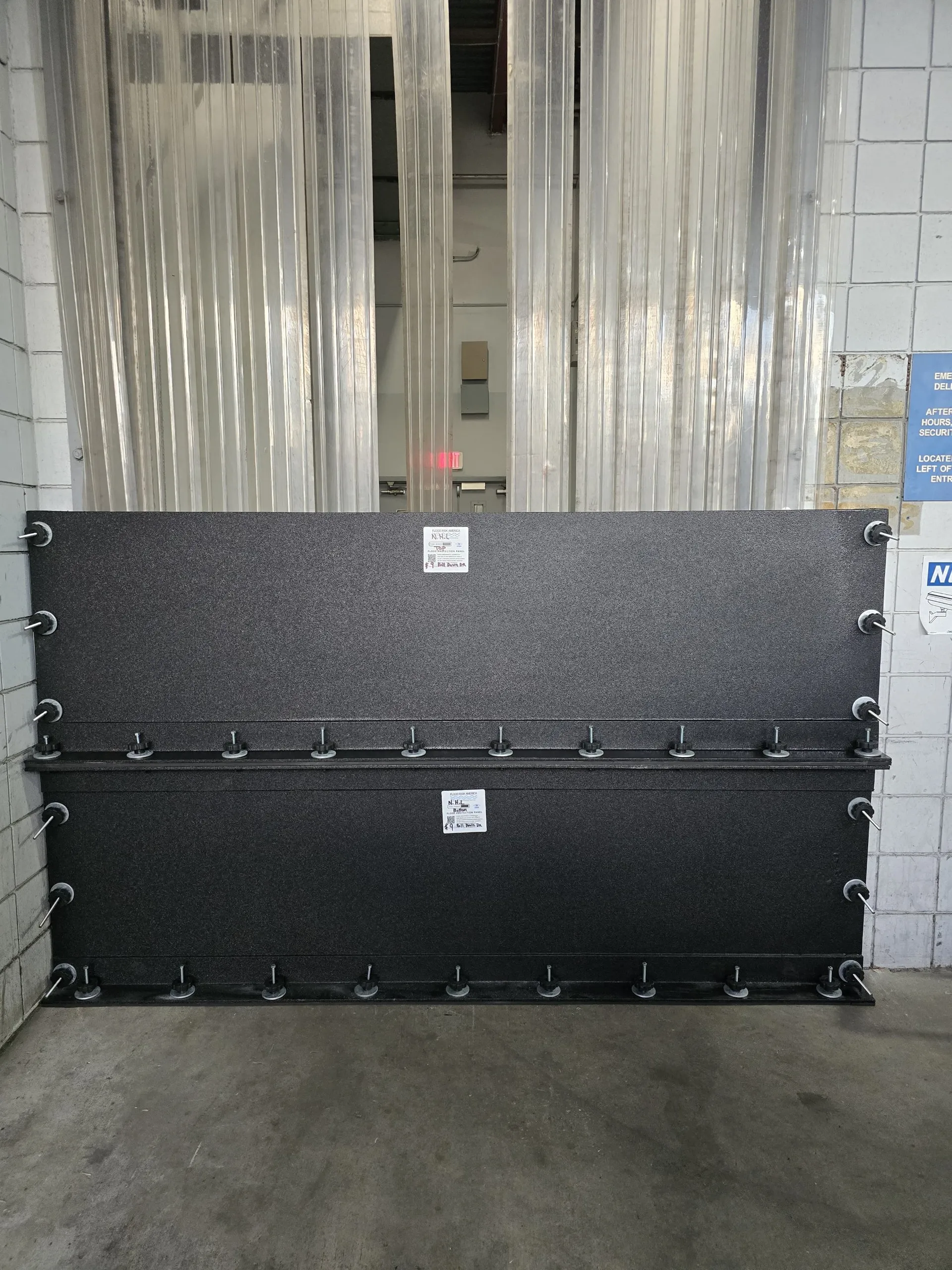 Warehouse flood protection installation